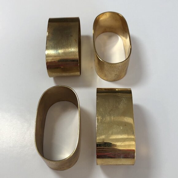4 Brass Napkin Rings Holders Unpolished Natural Patina X - Picture 5 of 9
